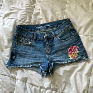 Floral denim jeans